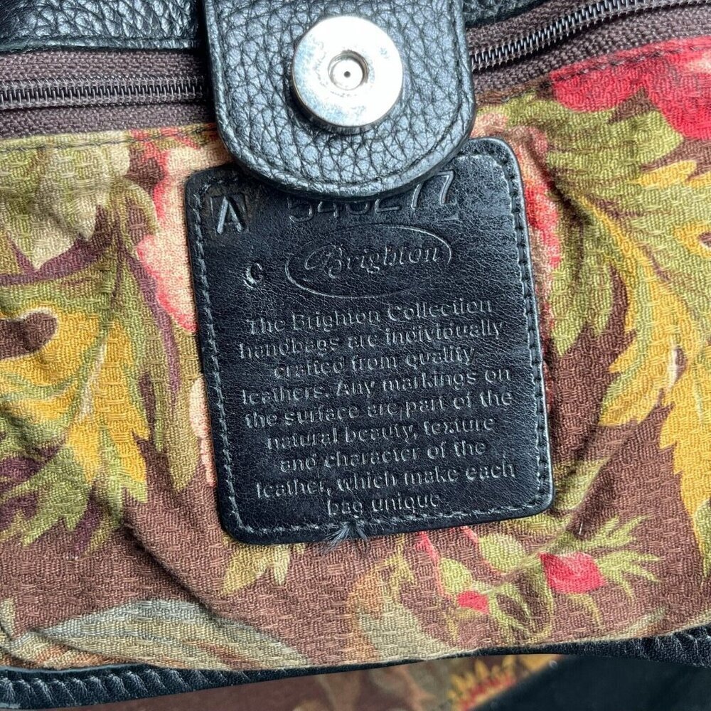 Brighton Womens Handbag Embossed Crocodile Leather Satchel Shoulder Bag Black - Picture 9 of 12